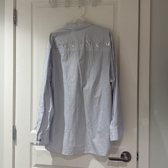Alexander Wang Strip Oversized Shirt  Size 8 - Picture 2 of 4